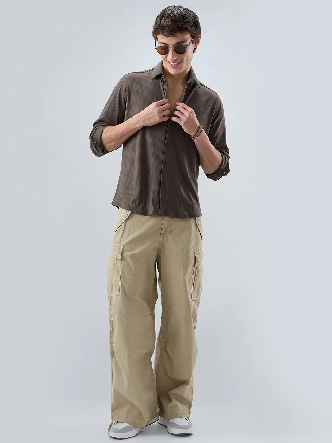 Carbon Grey Fine Vertical Ribbed Knitted Shirt - Image 8
