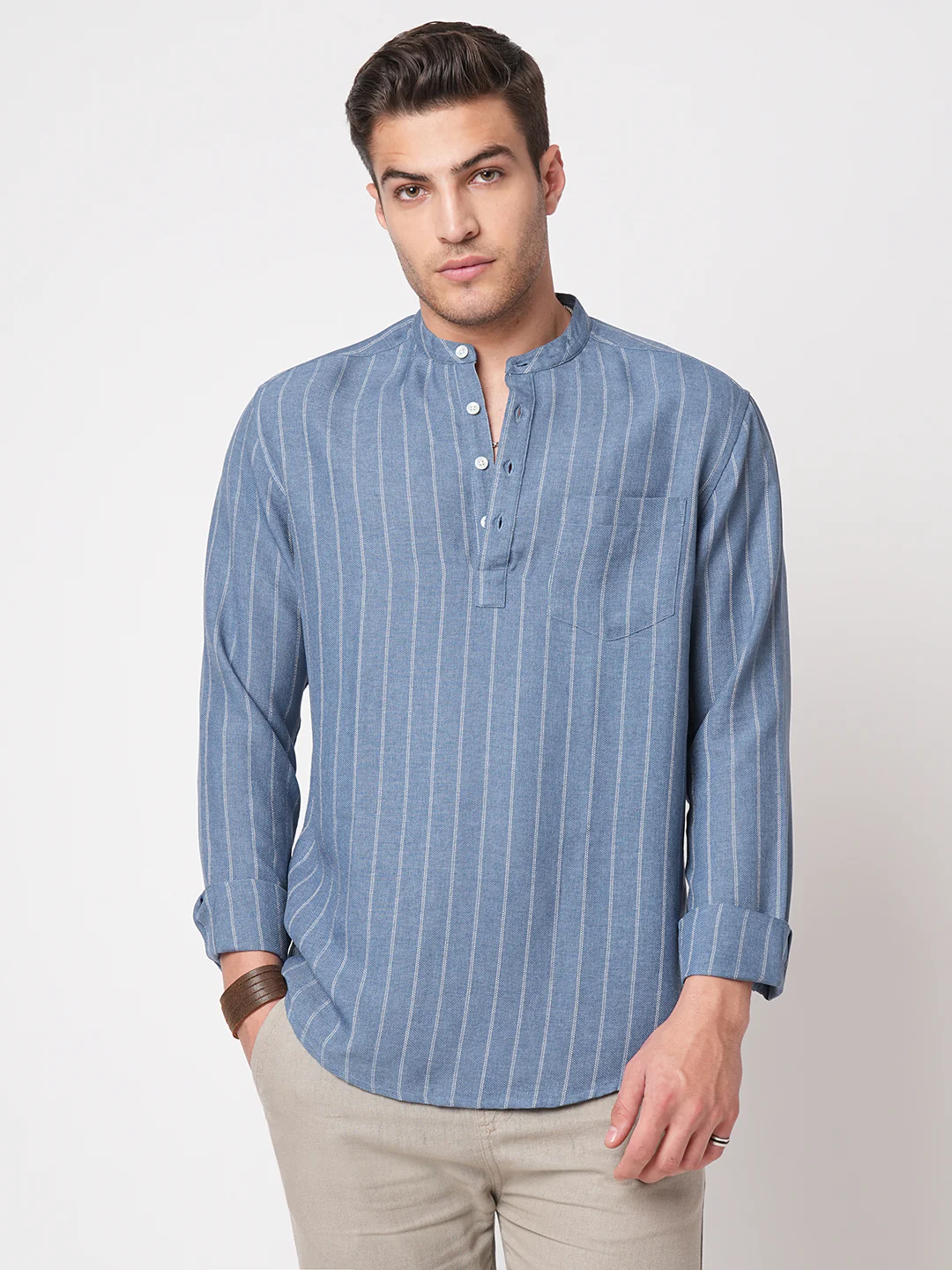 Carolina Blue Chalk Striped Kurta - Image 5