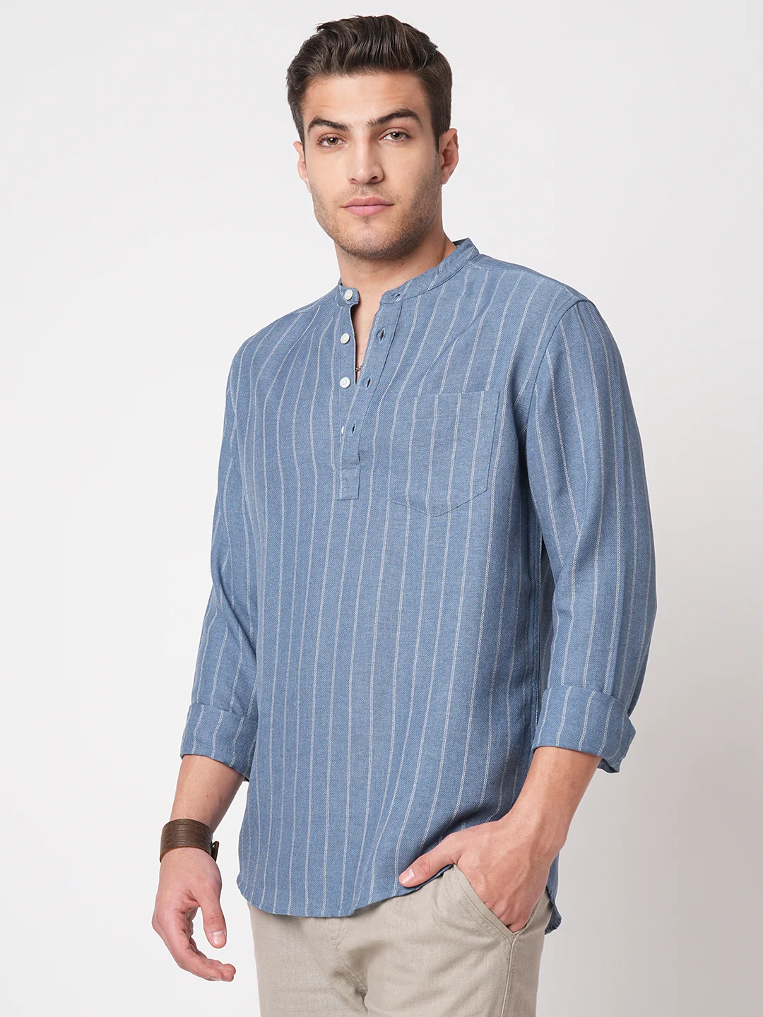 Carolina Blue Chalk Striped Kurta - Image 6