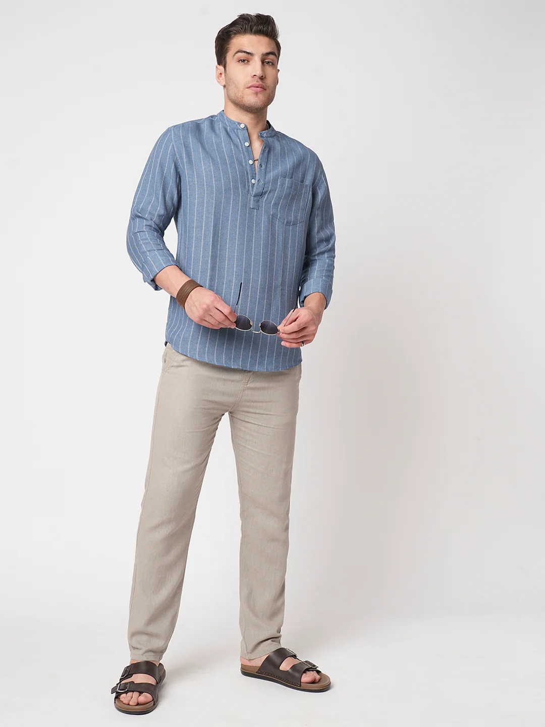 Carolina Blue Chalk Striped Kurta - Image 8