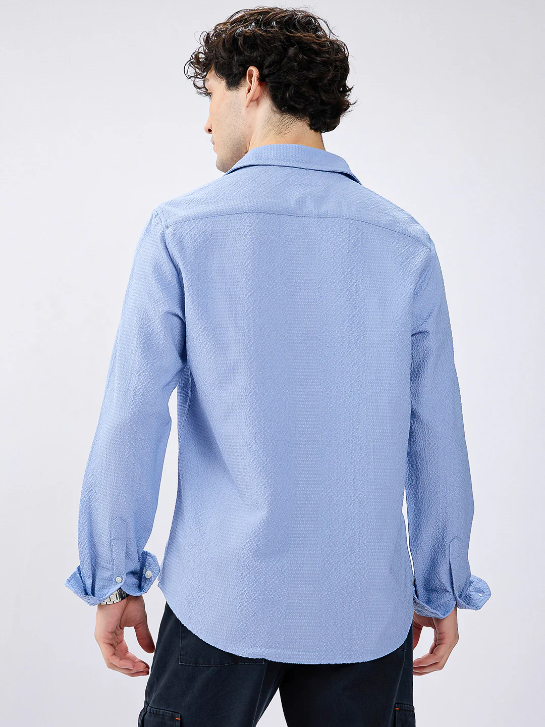 Carolina Blue Diamond Weave Textured Shirt - Image 7
