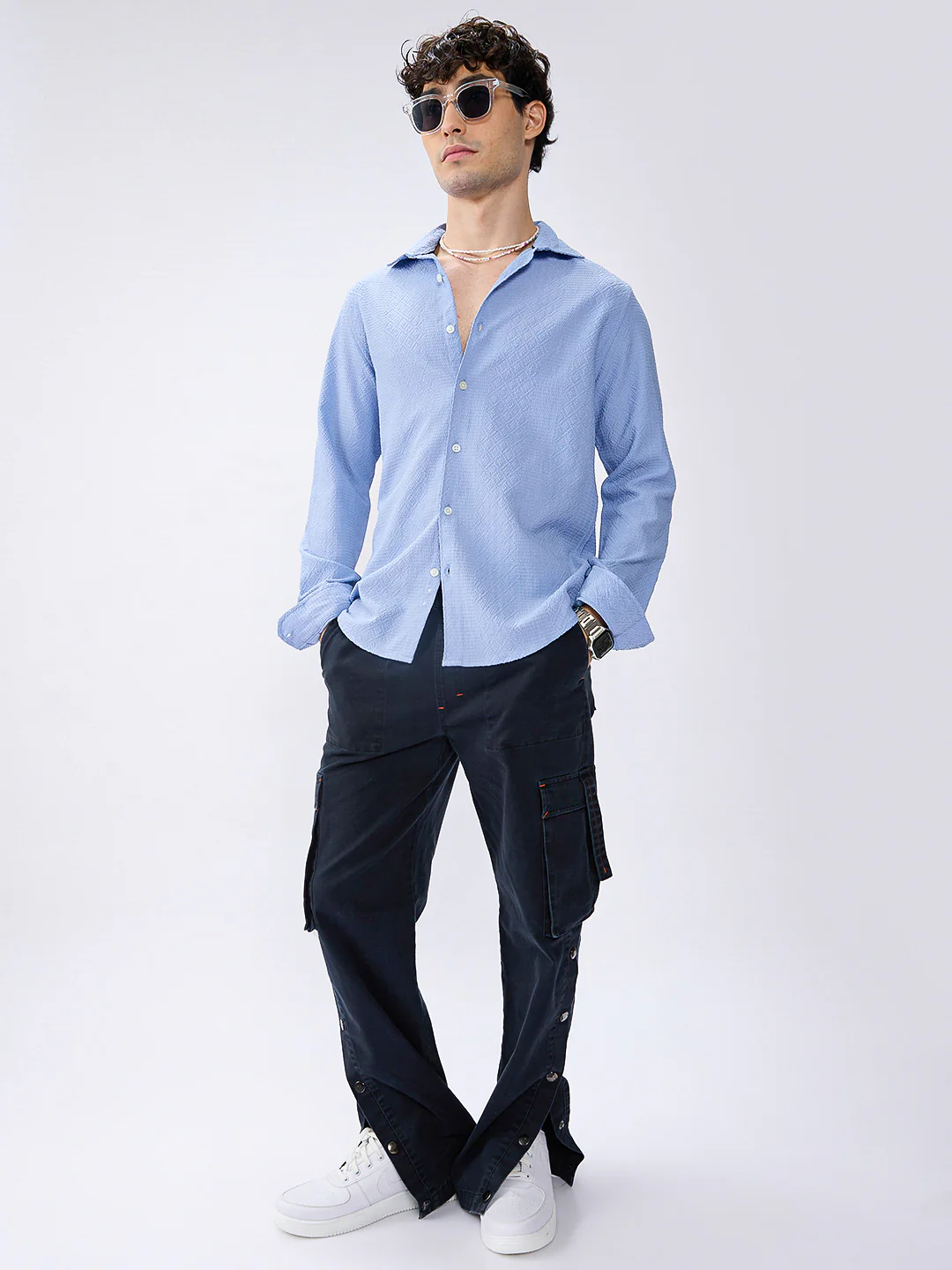 Carolina Blue Diamond Weave Textured Shirt - Image 8