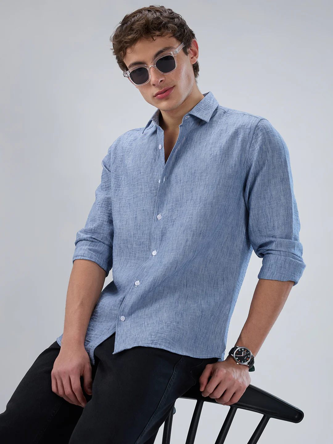Carolina Blue Textured Shirt - Image 2