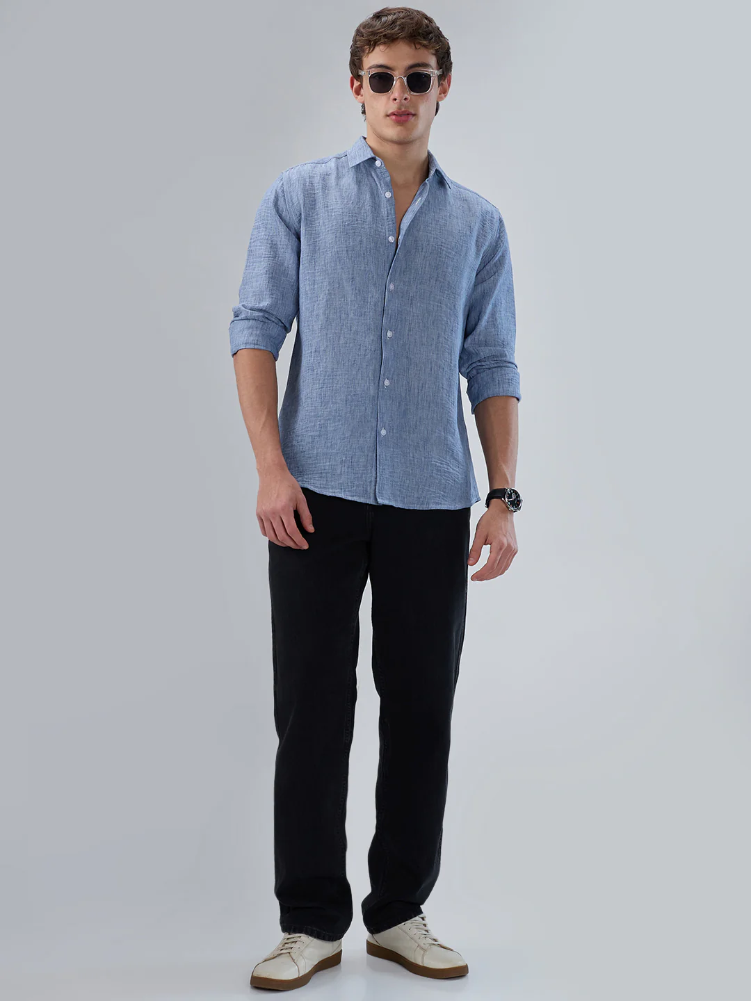 Carolina Blue Textured Shirt - Image 7