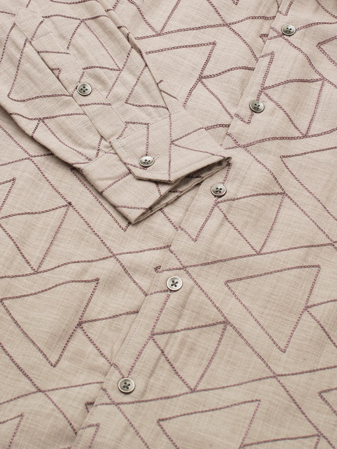 Cashmere Brown Contrast Embroidery Shirt - Image 3