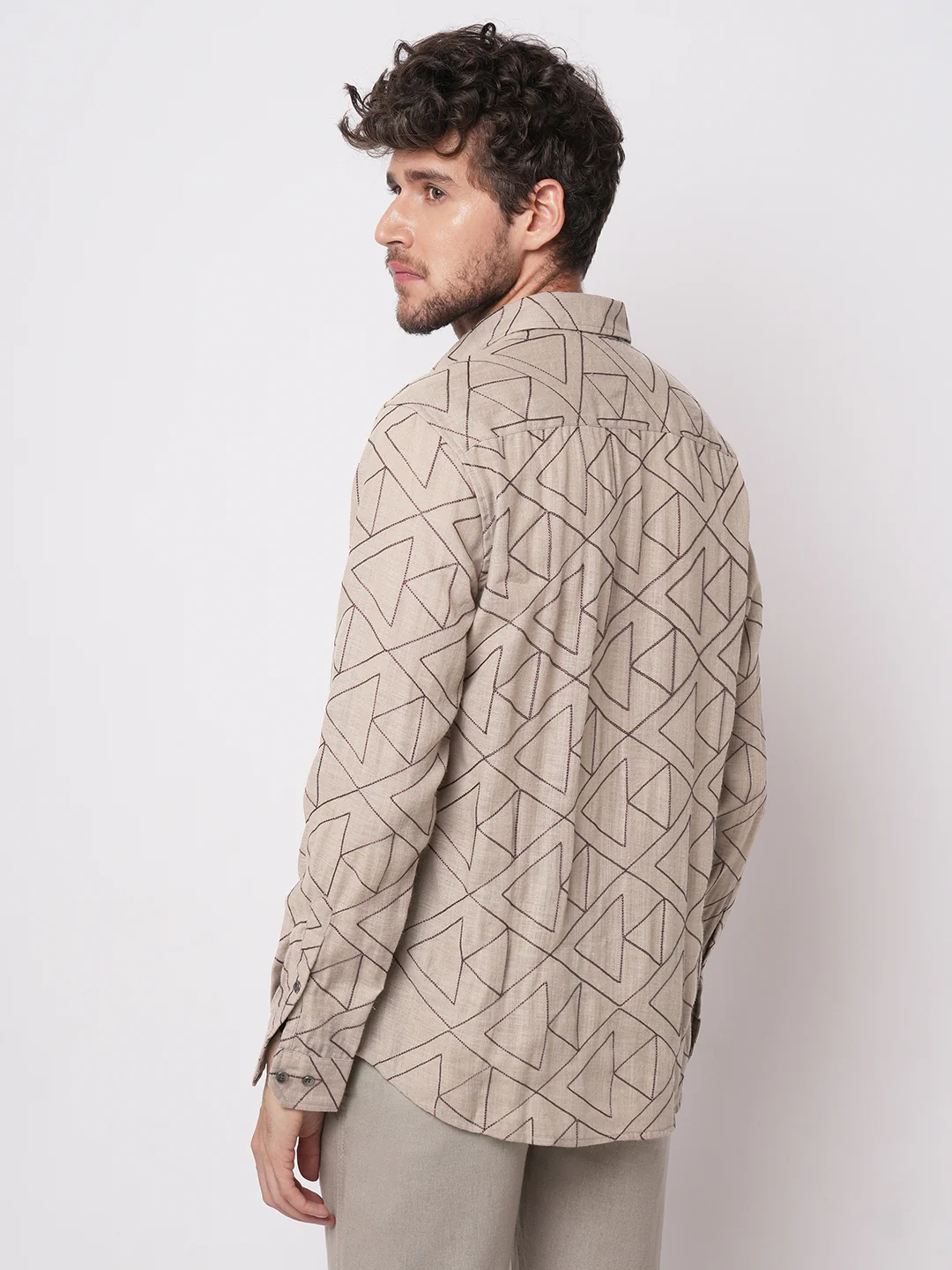 Cashmere Brown Contrast Embroidery Shirt - Image 7