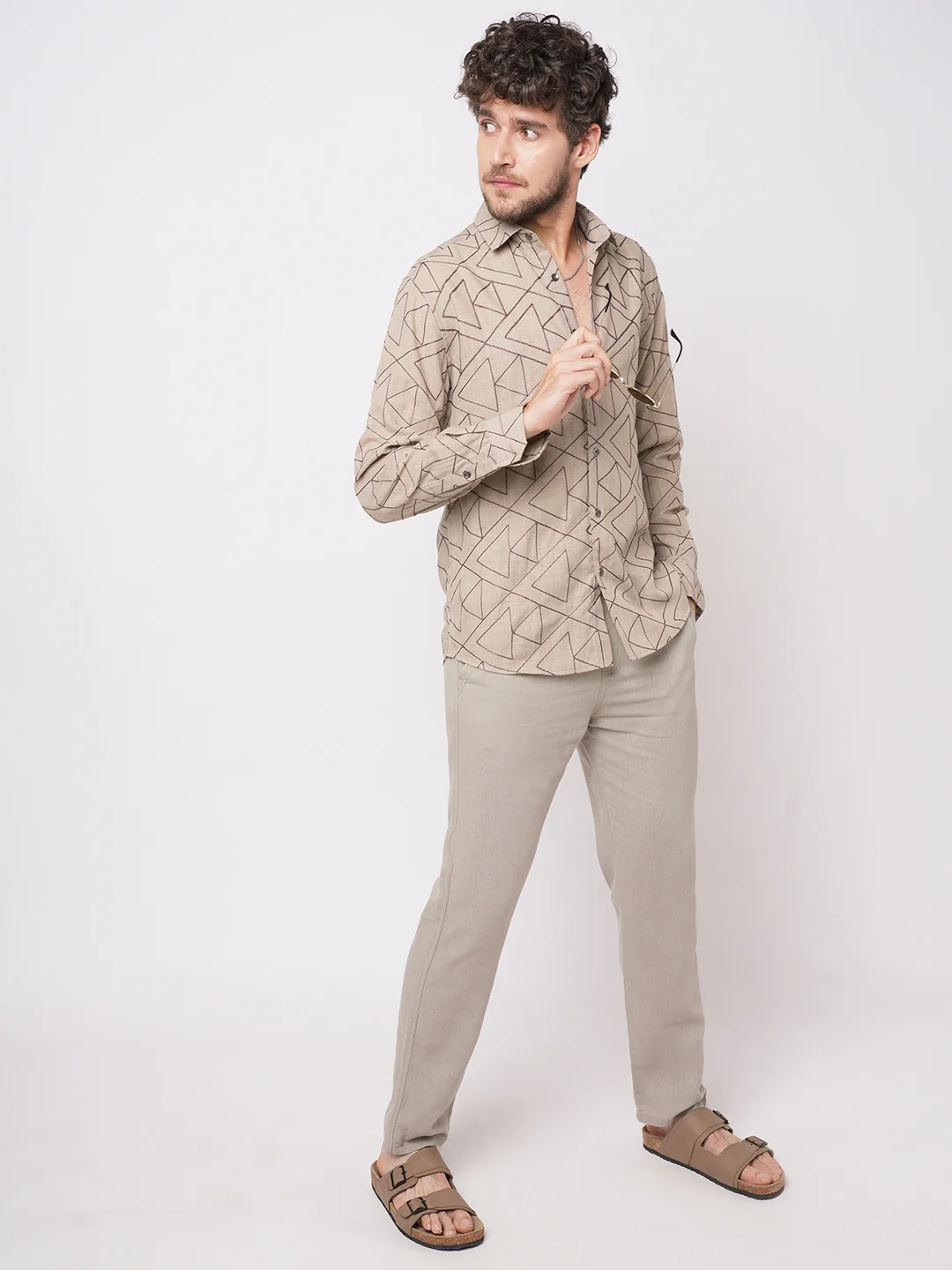 Cashmere Brown Contrast Embroidery Shirt - Image 8