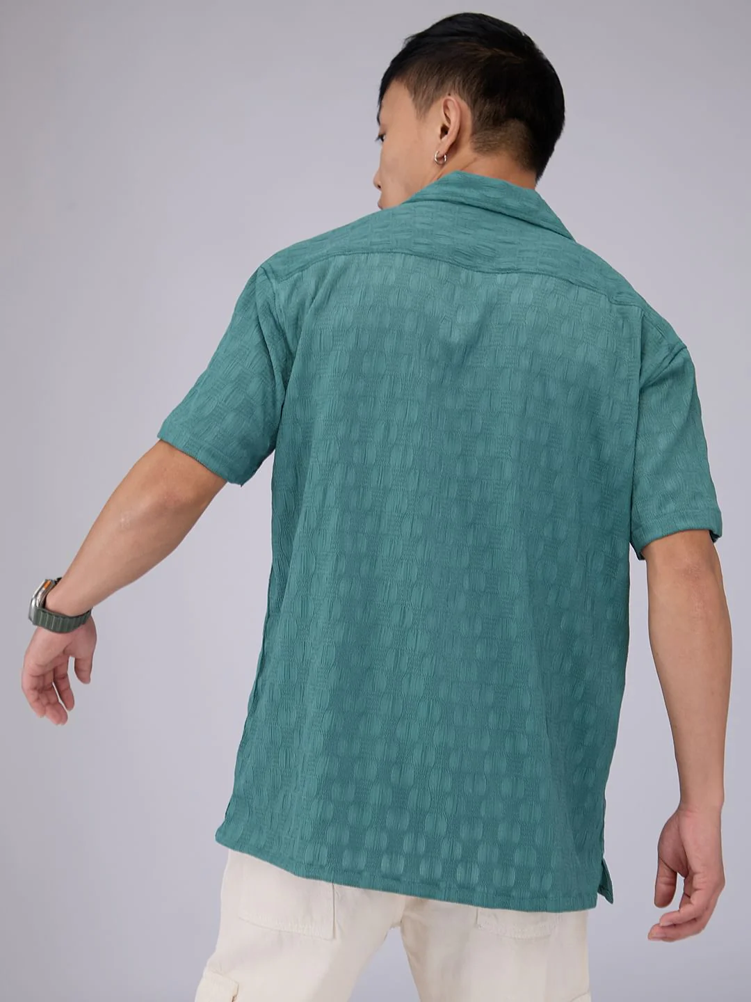 Castleton Green Crepe Textured Oversized Shirt - Image 6