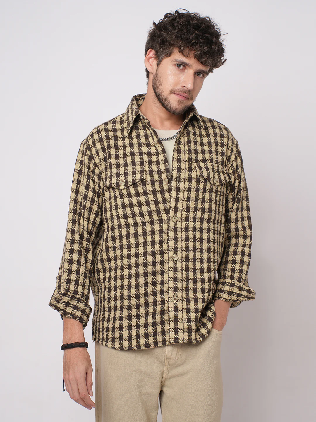 Cedar Brown Checks Double Flap Pocket Overshirt - Image 4