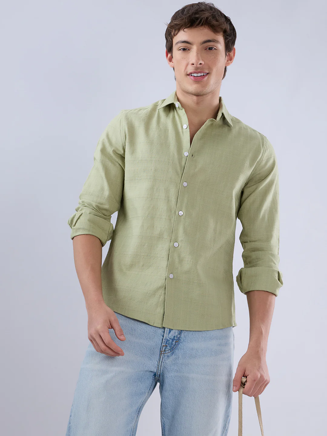 Celadon Green Textured Weave Shirt - Image 2