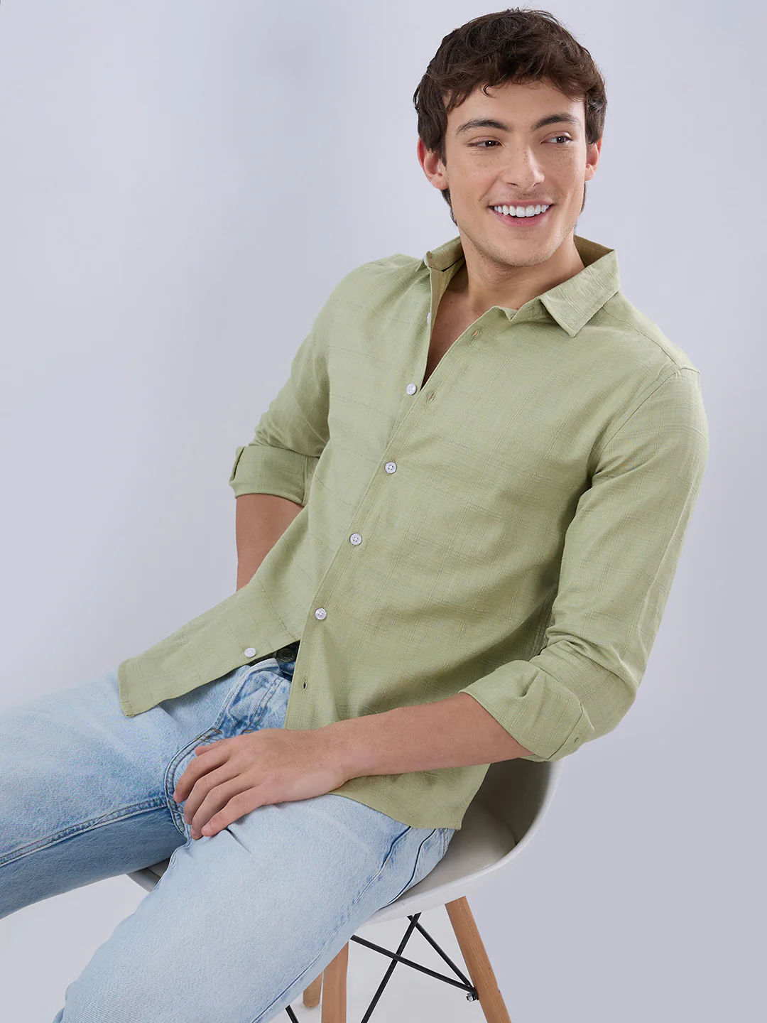 Celadon Green Textured Weave Shirt - Image 4