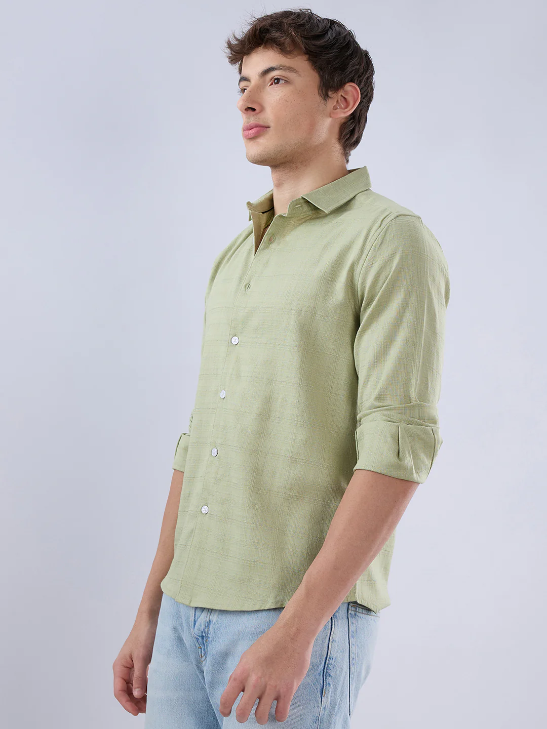Celadon Green Textured Weave Shirt - Image 6