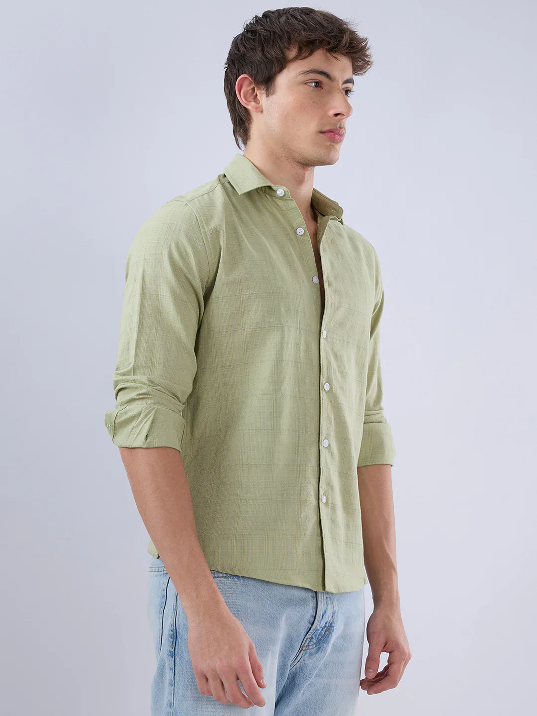 Celadon Green Textured Weave Shirt - Image 7