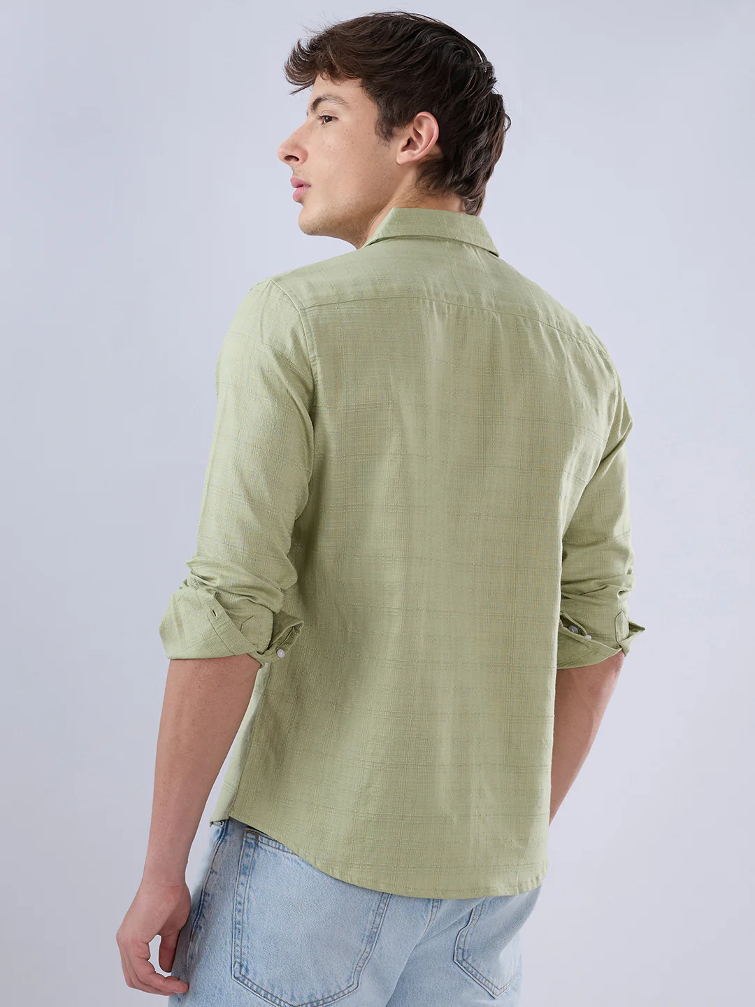 Celadon Green Textured Weave Shirt - Image 8