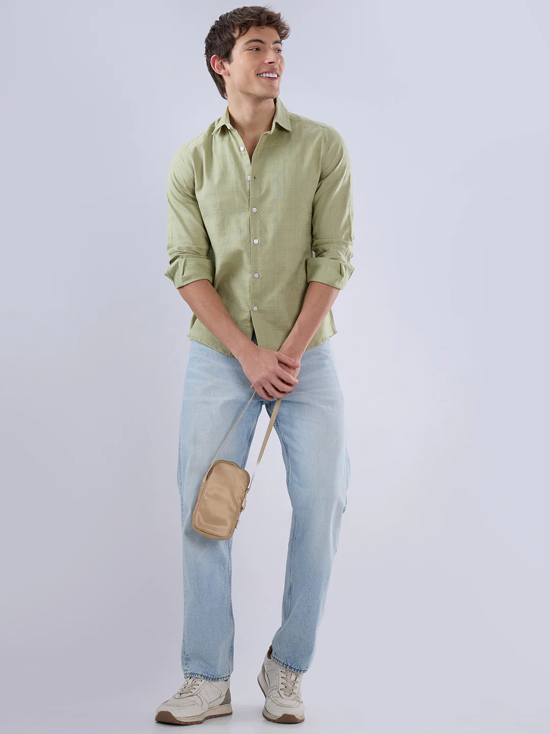 Celadon Green Textured Weave Shirt - Image 9