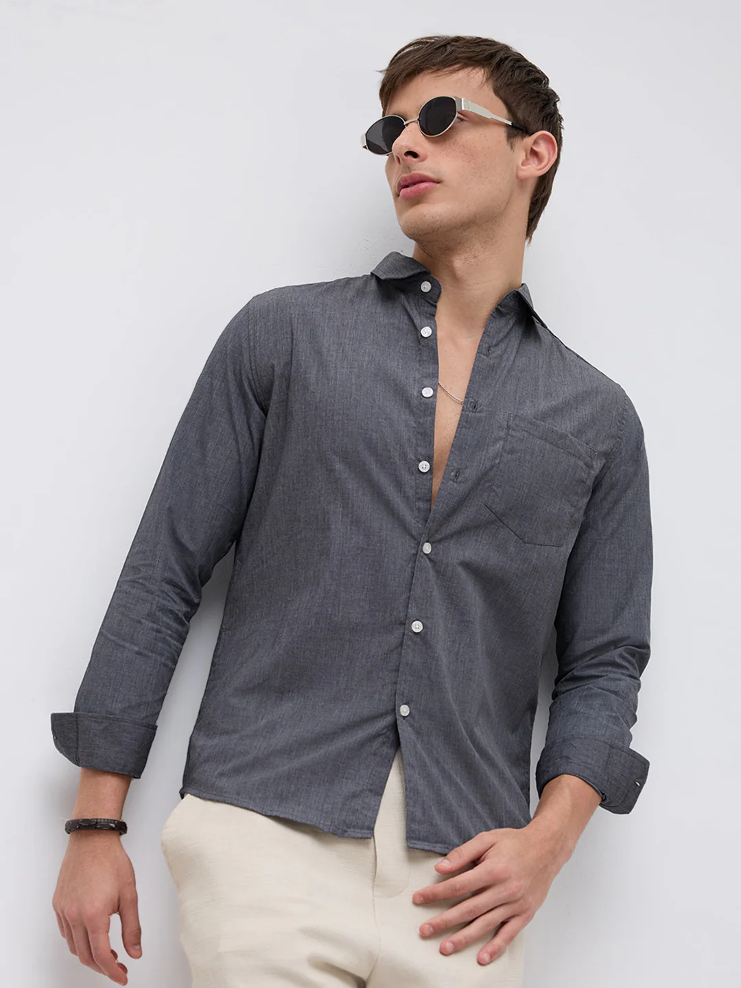 Charcoal Grey Textured Everday Shirt