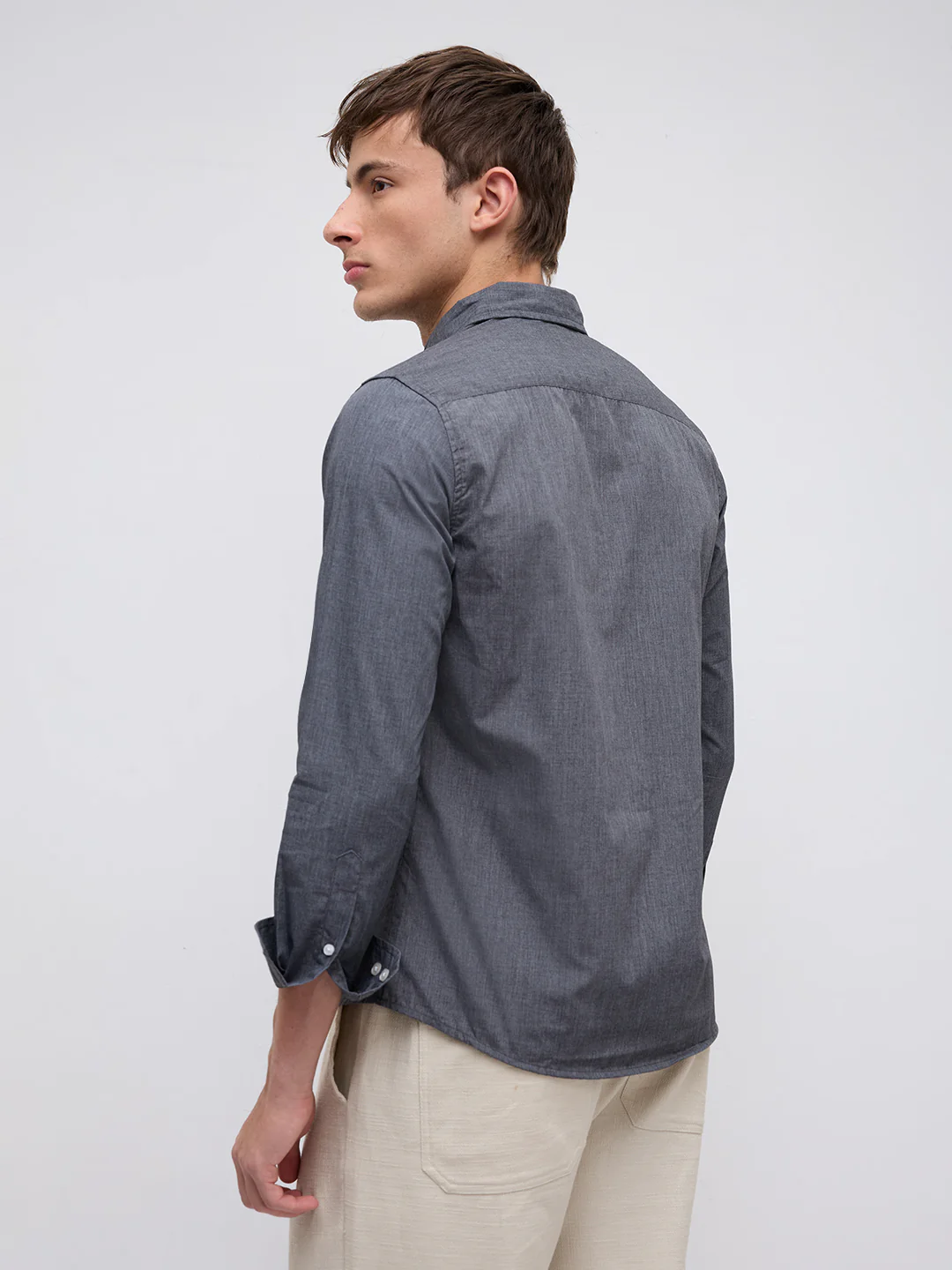 Charcoal Grey Textured Everday Shirt - Image 7