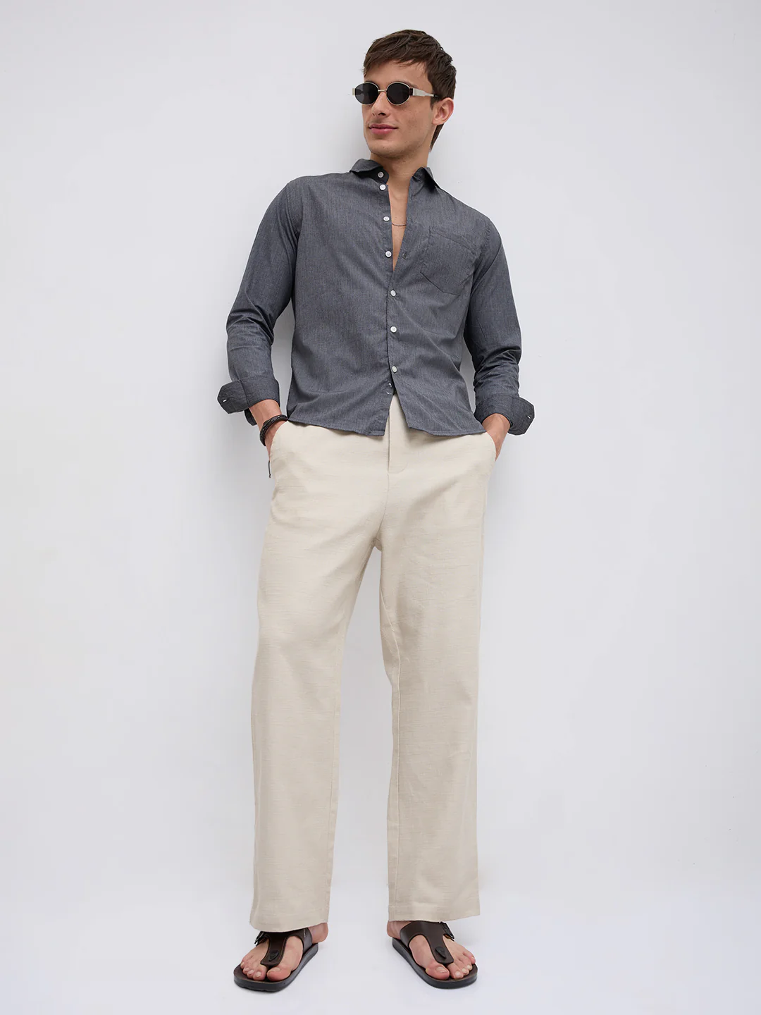 Charcoal Grey Textured Everday Shirt - Image 8