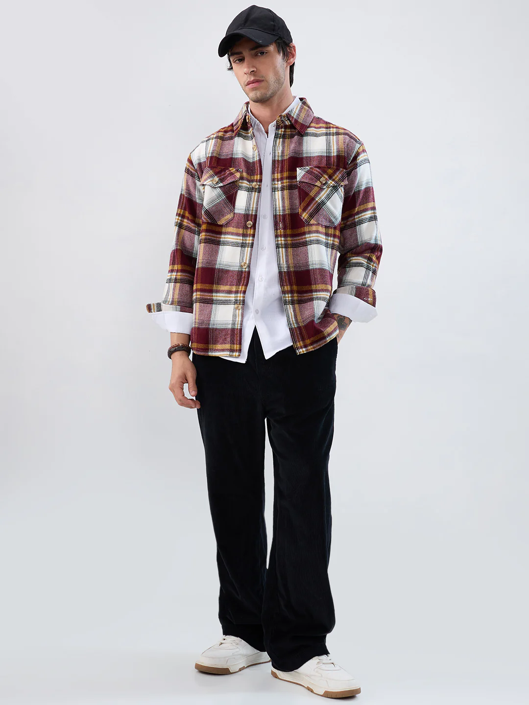 Cherry Red & White Checks Double Pocket Flannel Shirt - Image 8