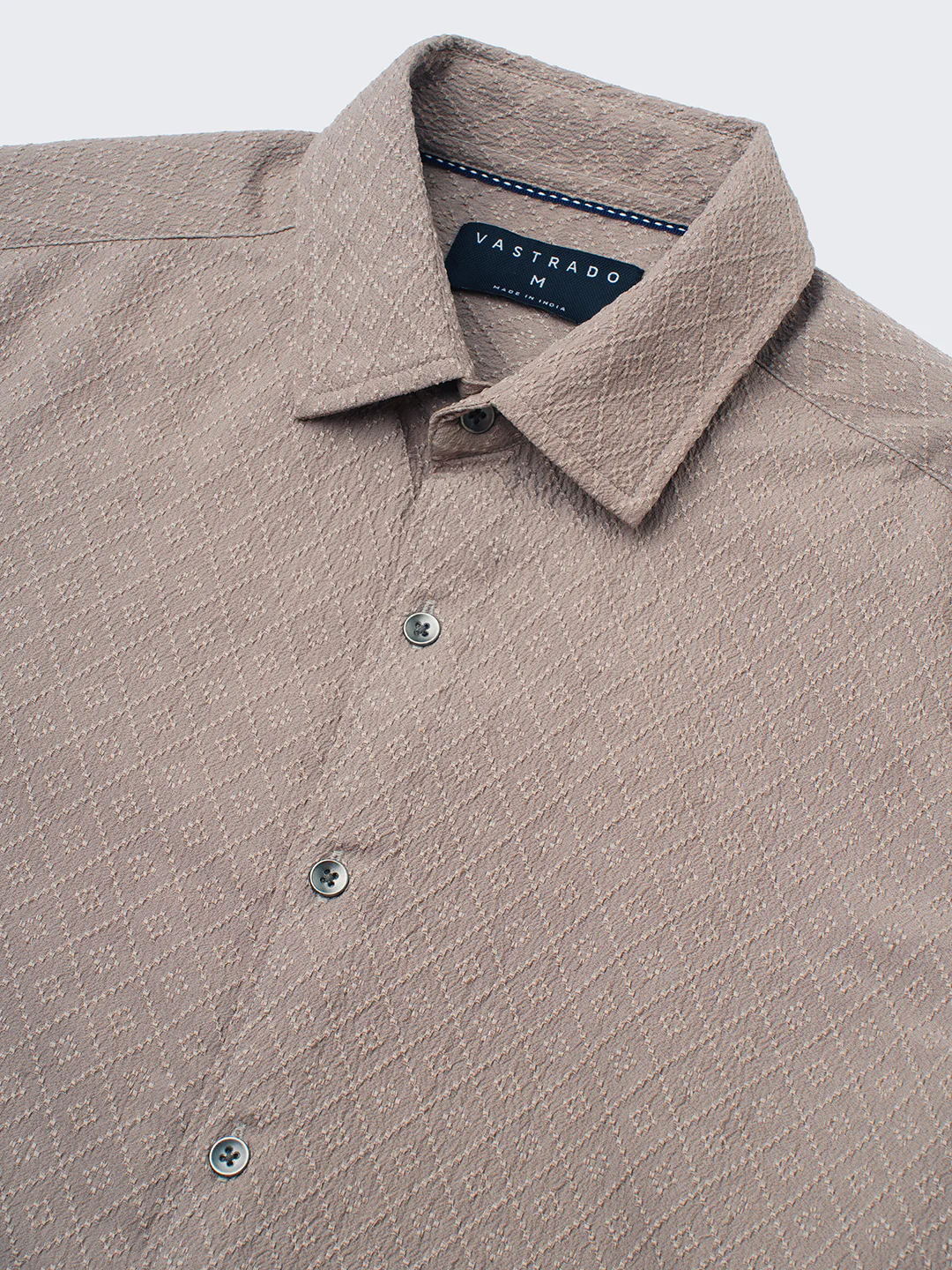 Chestnut Brown Diamond Textured Shirt - Image 3