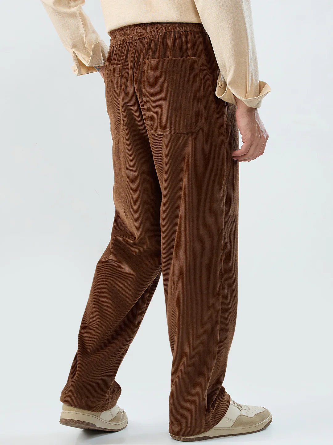 Chocolate Brown Corduroy Straight-Fit Trousers - Image 7