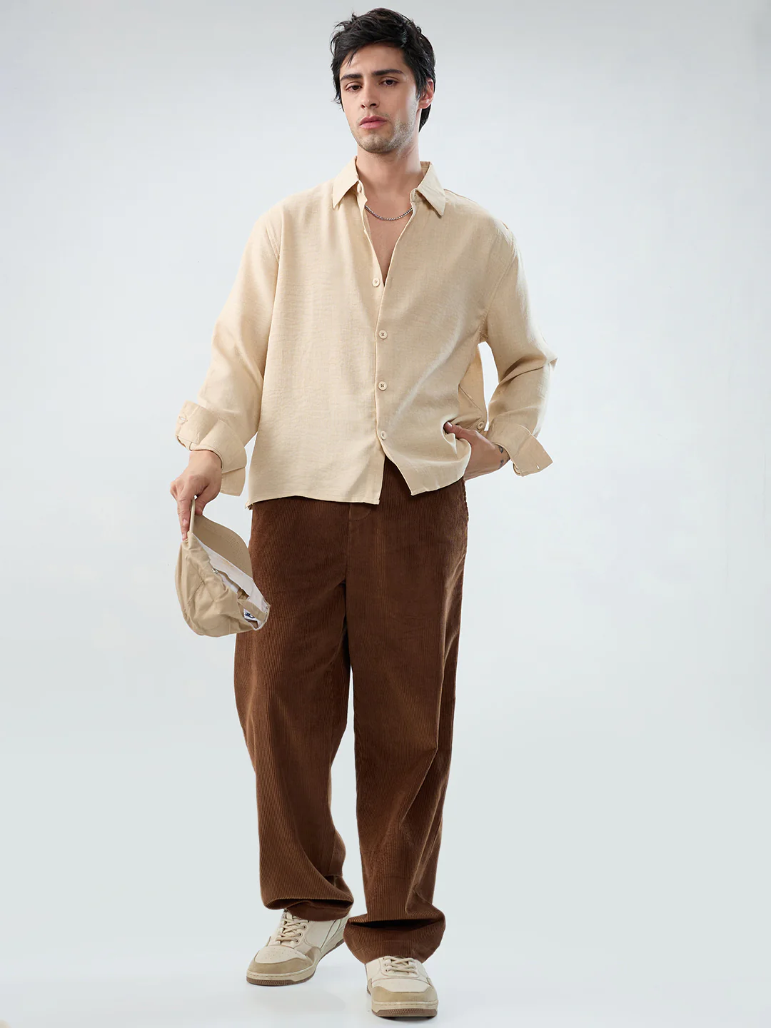Chocolate Brown Corduroy Straight-Fit Trousers - Image 8