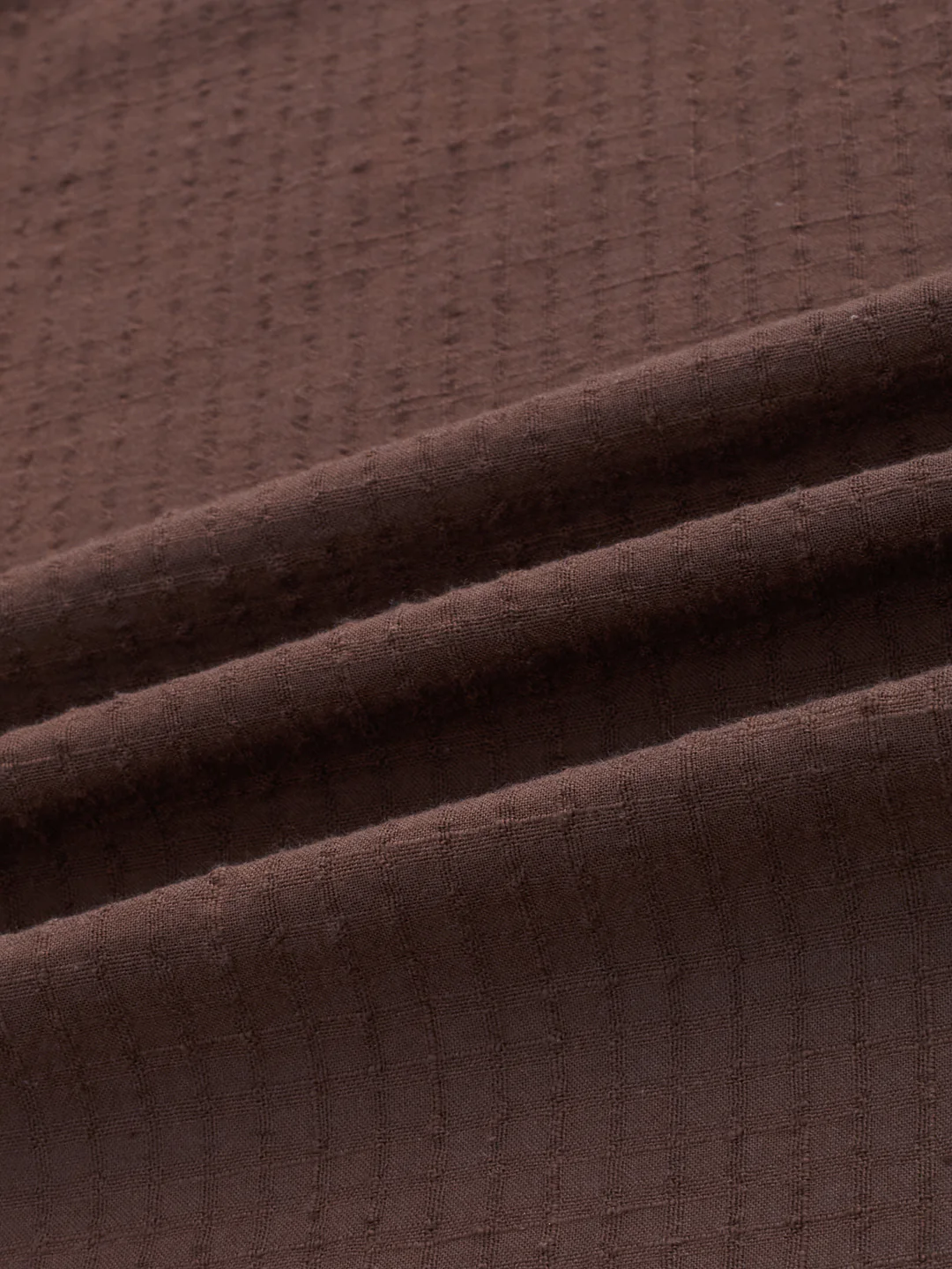 Chocolate Brown Micro Box Textured Boxy Fit Crop Shirt - Image 9