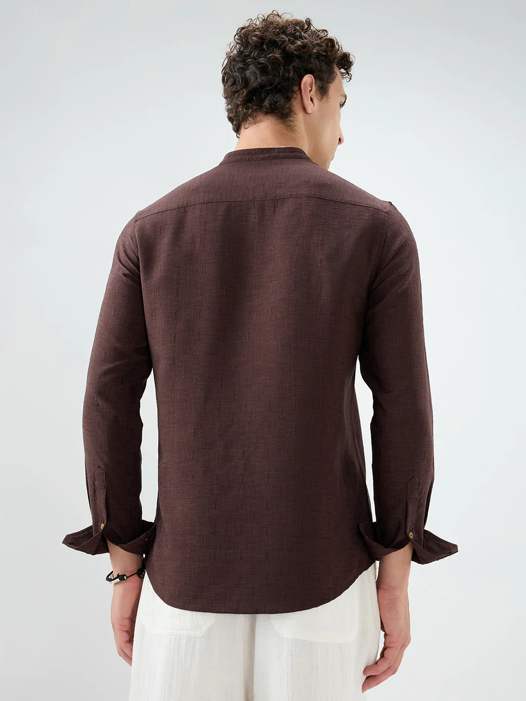 Chocolate Brown Minimal Textured Kurta - Image 7