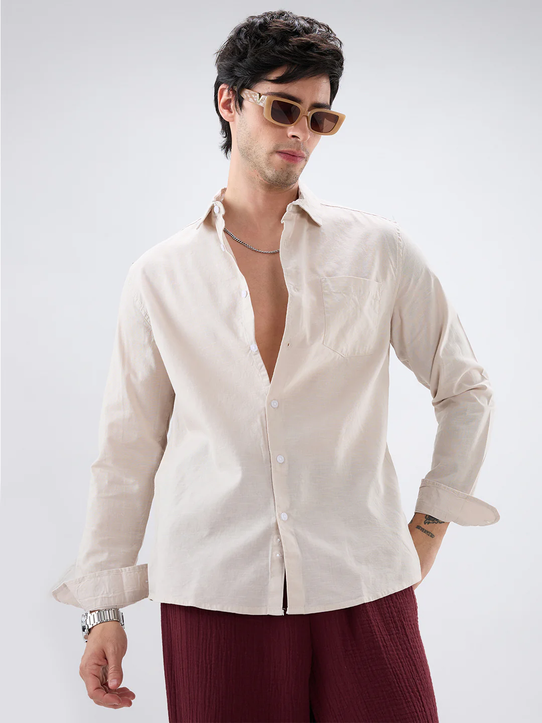 Classic Beige Everyday Shirt - Image 2
