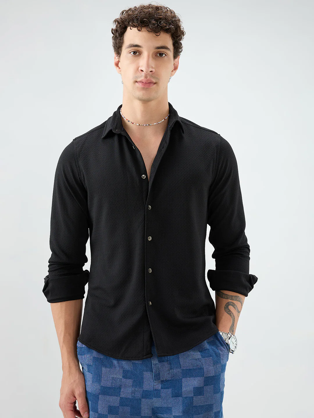 Classic Black Textured Shirt - Image 5