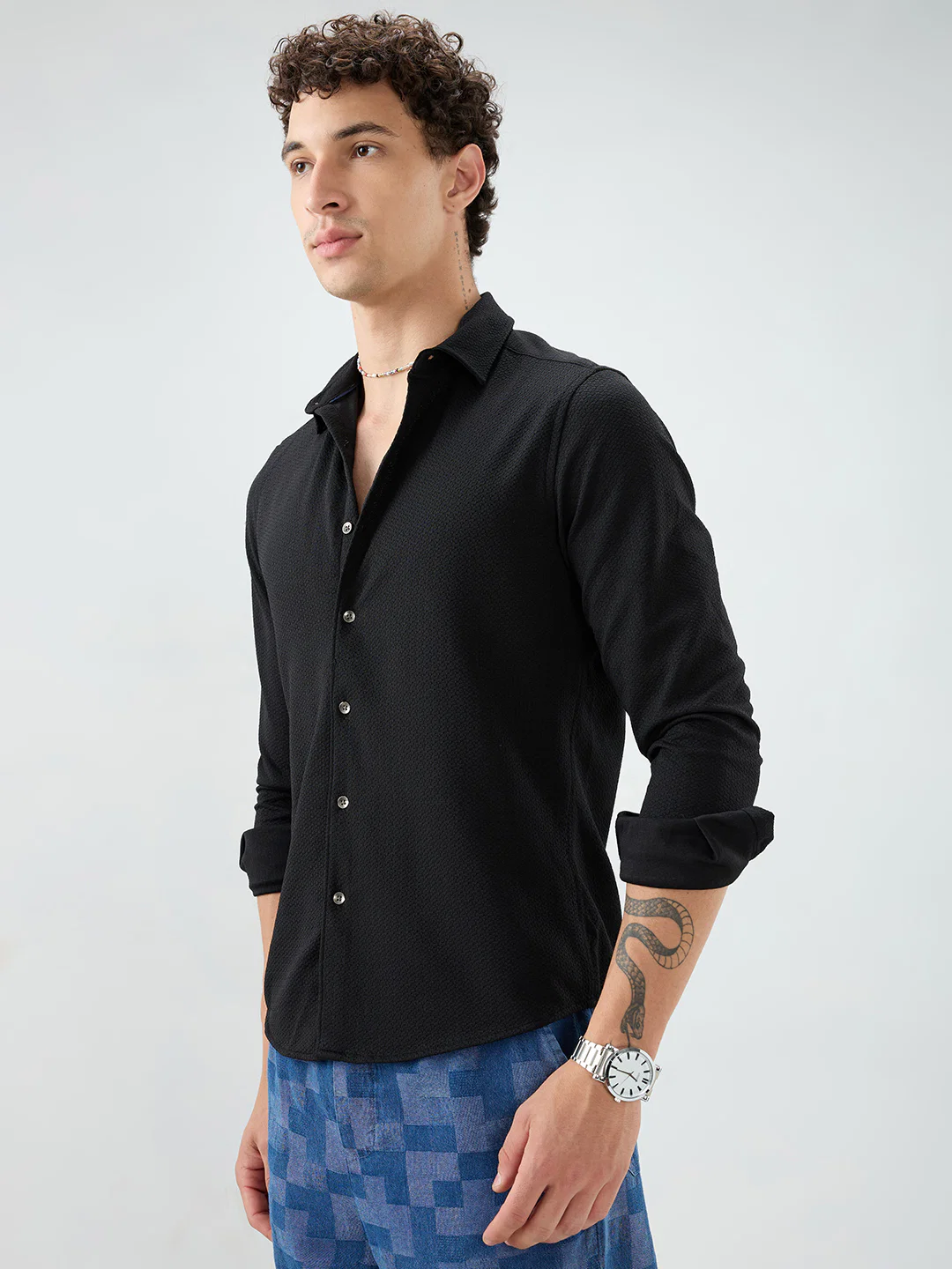 Classic Black Textured Shirt - Image 6