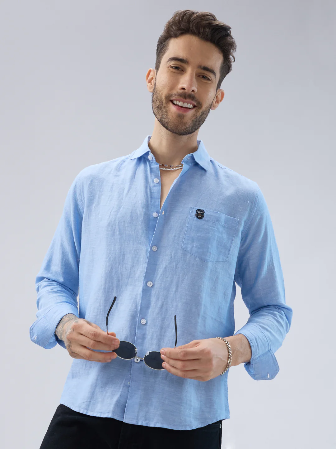 Classic Blue Fine Weave Shirt - Image 2