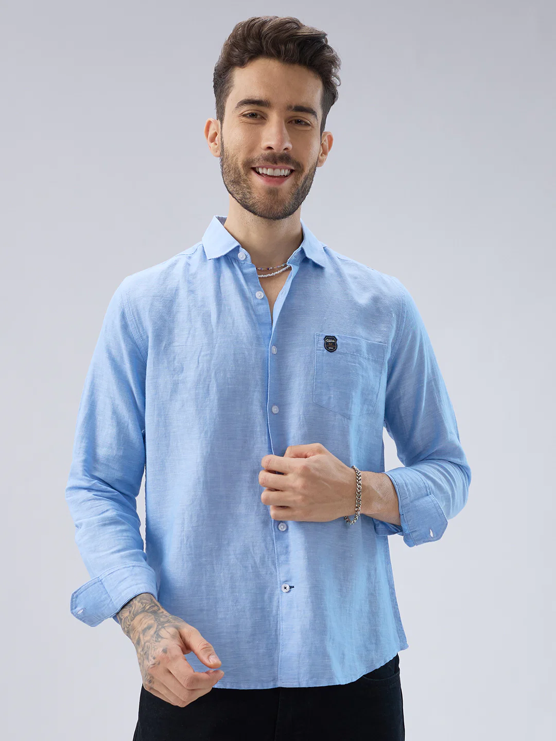 Classic Blue Fine Weave Shirt - Image 3