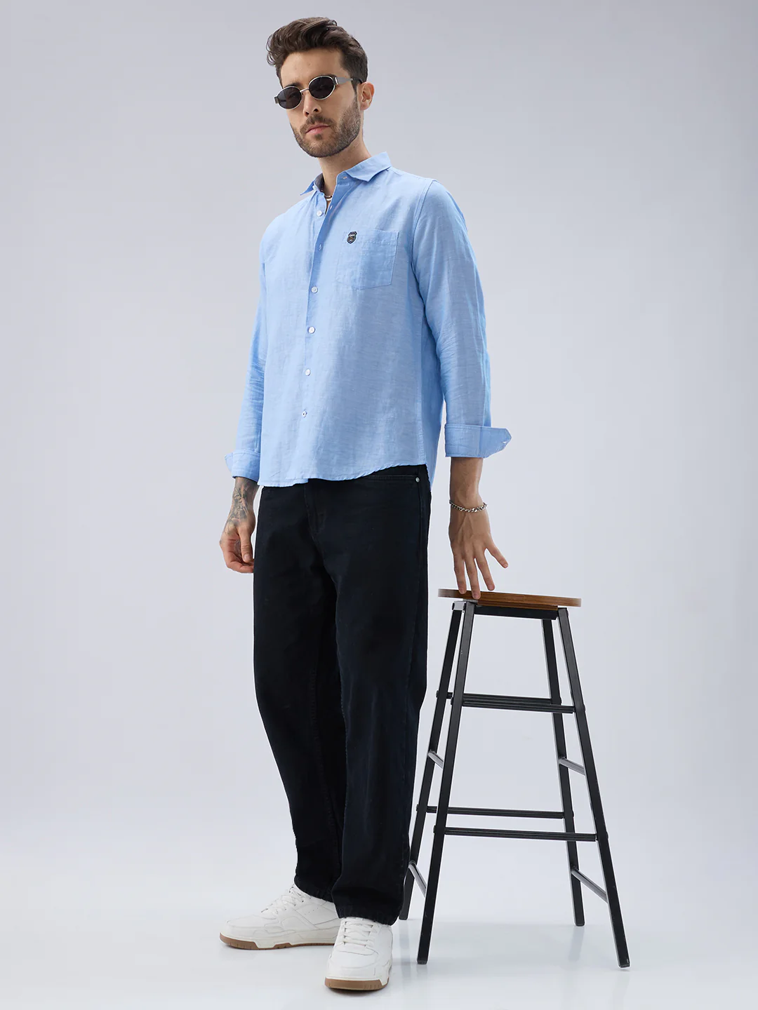 Classic Blue Fine Weave Shirt - Image 6
