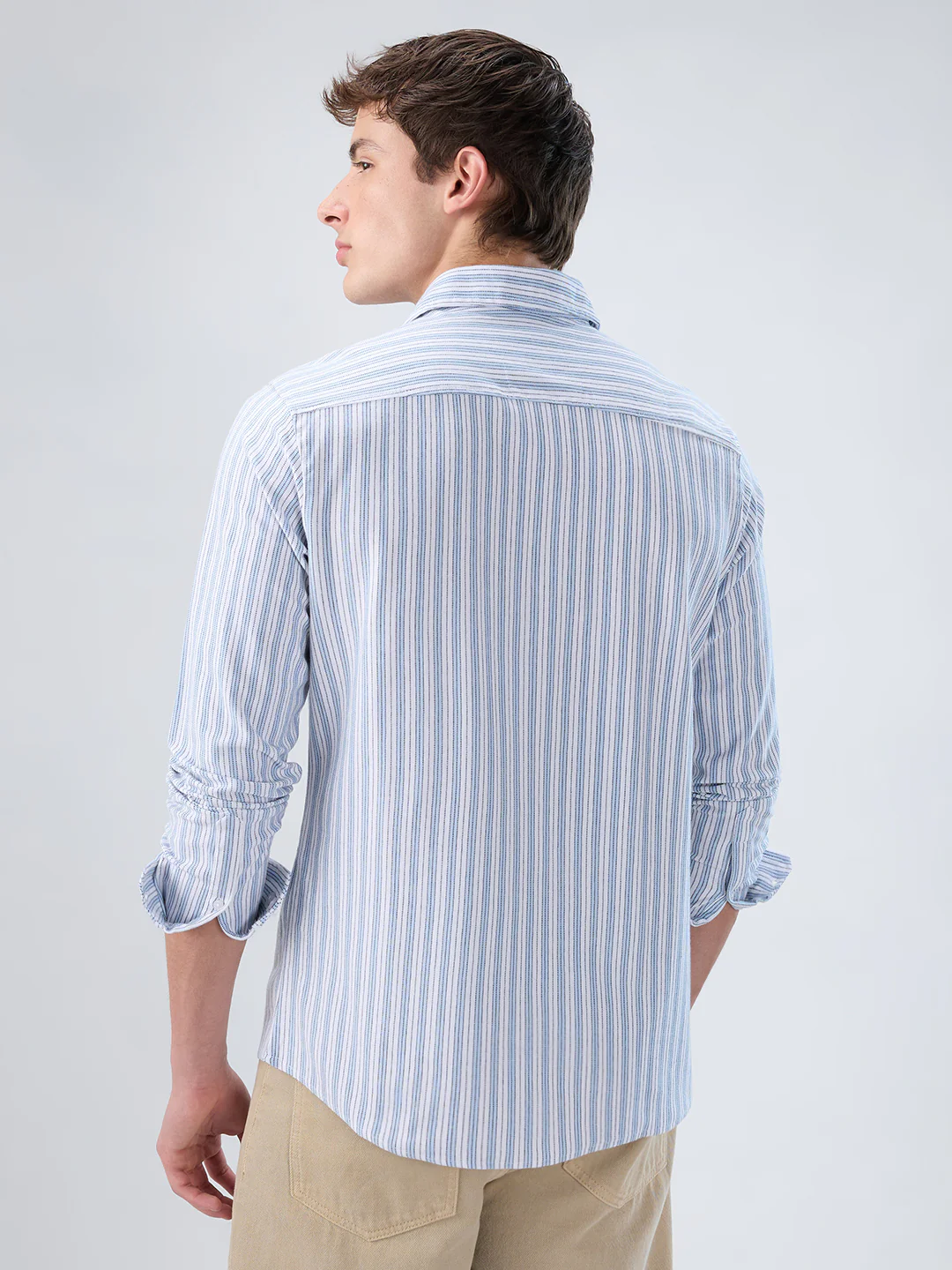 Classic Blue Mist Striped Knitted Shirt - Image 7