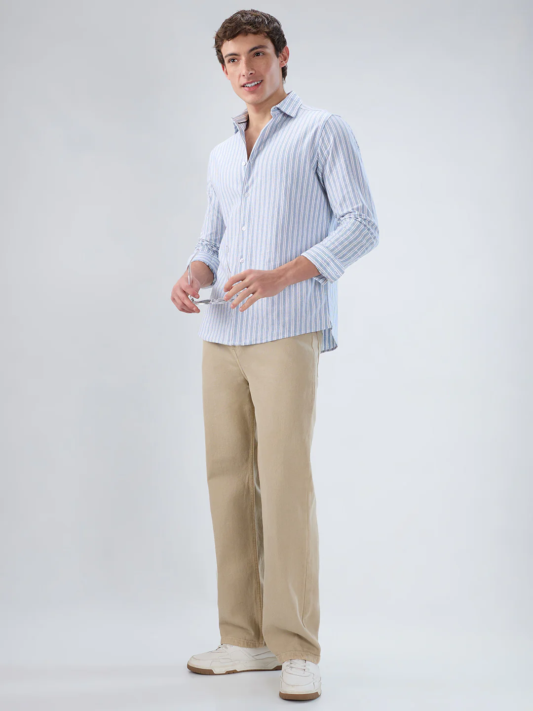 Classic Blue Mist Striped Knitted Shirt - Image 8