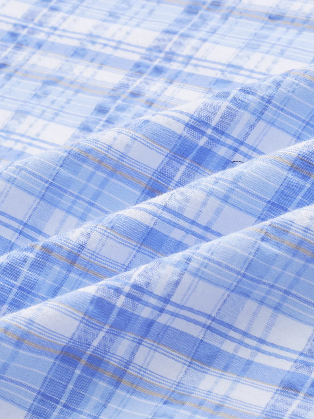Classic Blue & White Balanced Seersucker Checks Shirt - Image 3