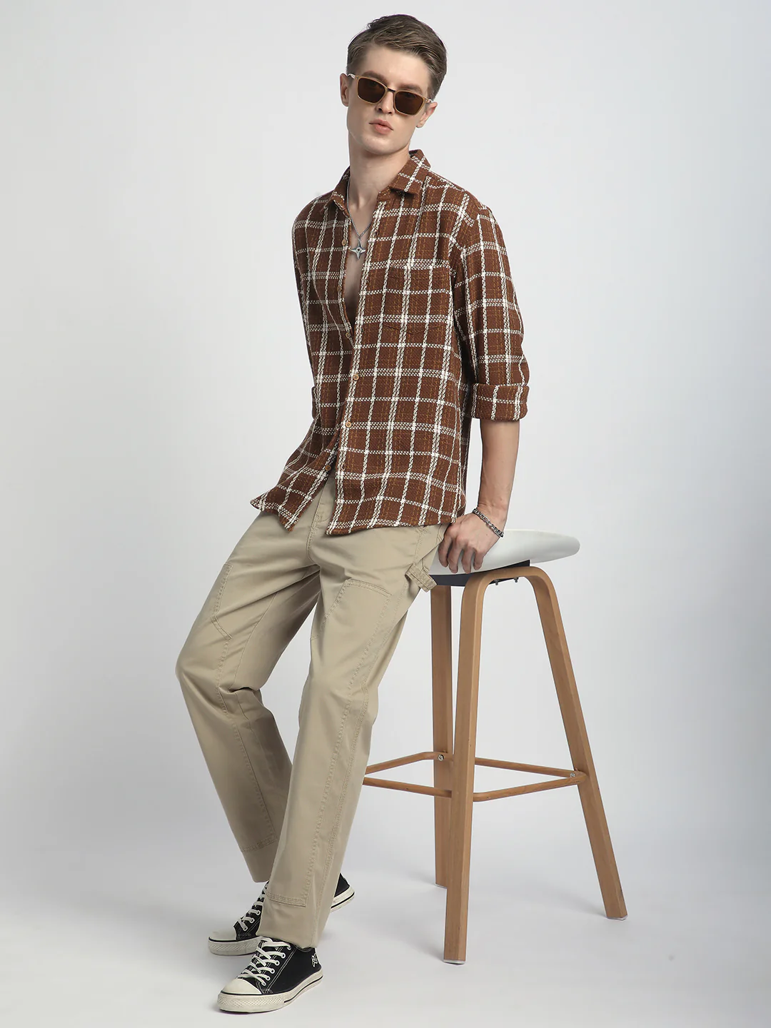 Classic Brown Rustwood Checks Woven Shirt - Image 8