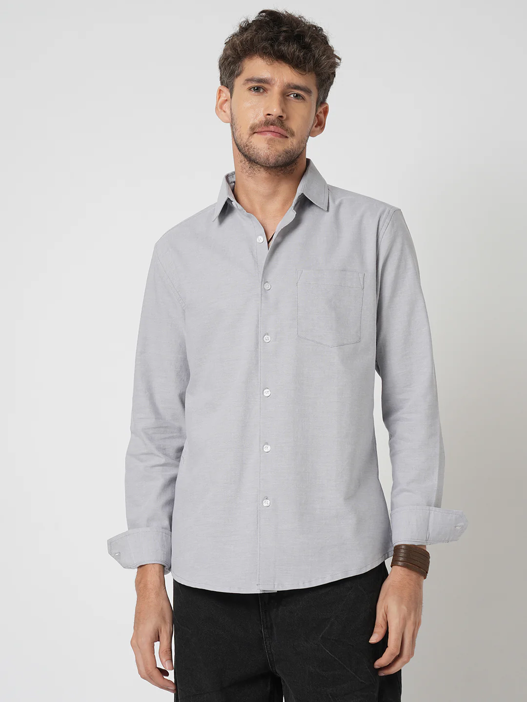 Classic Cloud Grey Oxford Shirt - Image 5