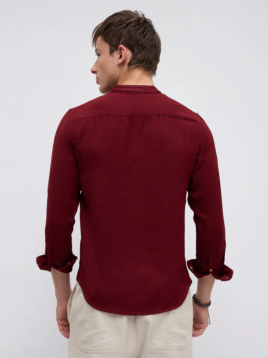 Classic Deep Maroon Crepe Kurta - Image 6