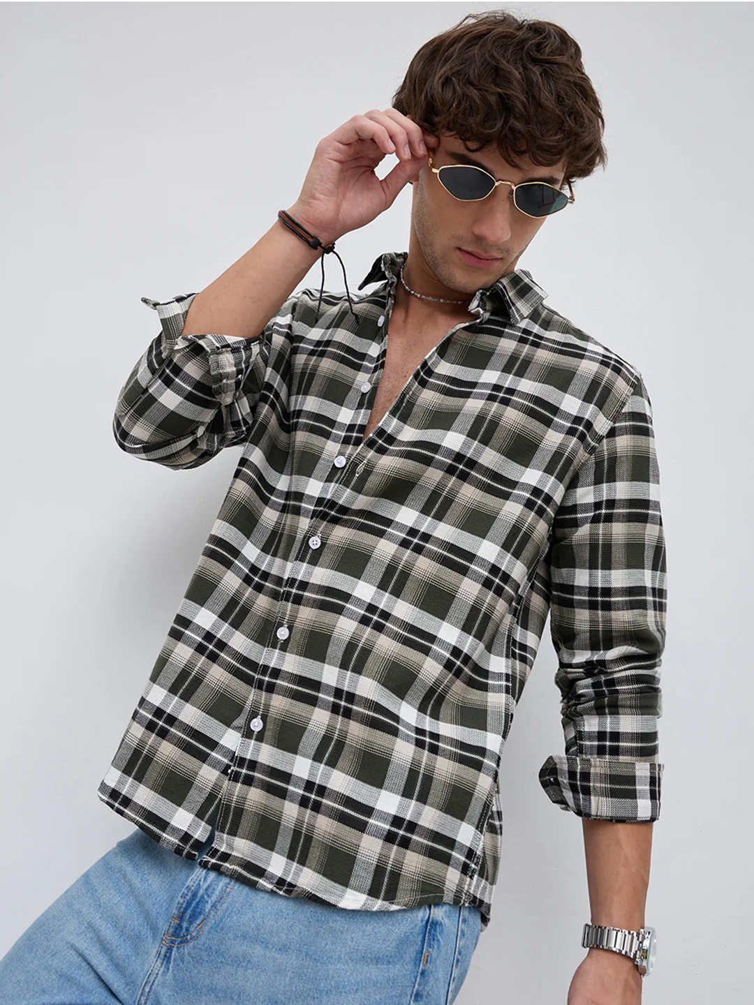 Classic Forest Green & White Plaid Checks Shirt