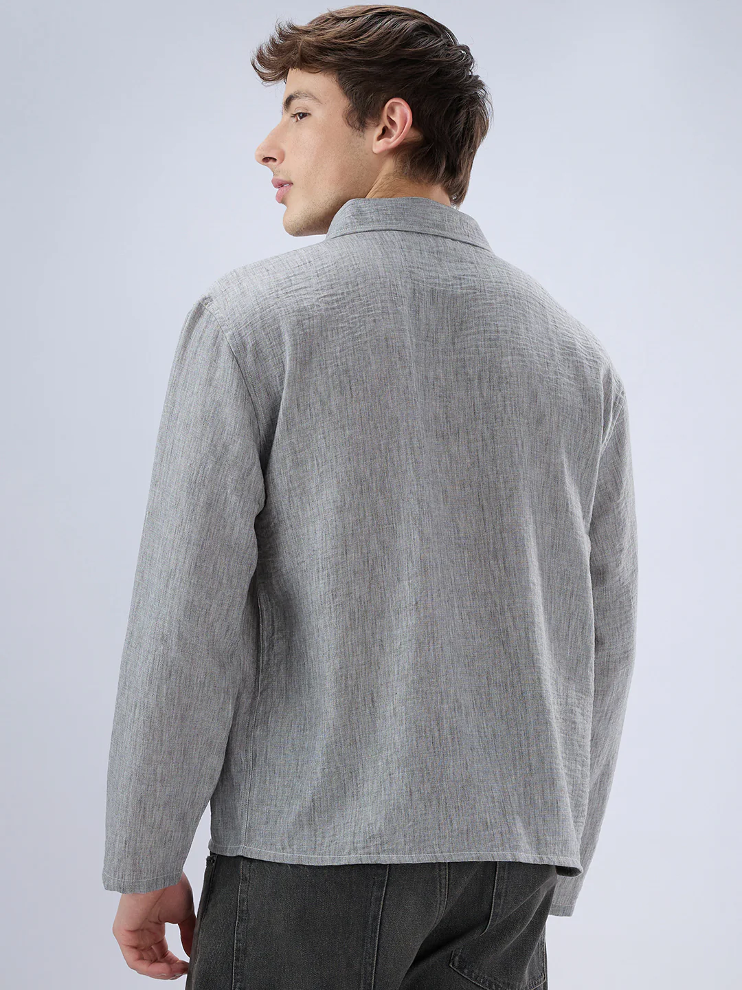 Classic Grey Center Seam Oversized Polo Shirt - Image 7