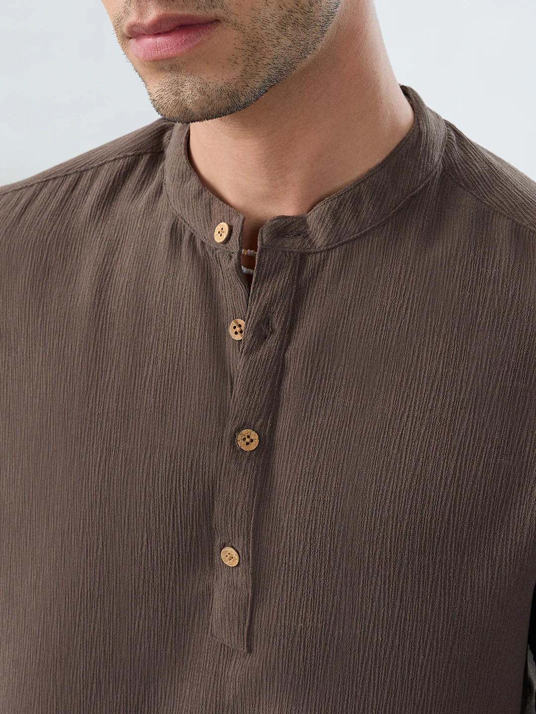 Classic Grey Crinkled Kurta - Image 3