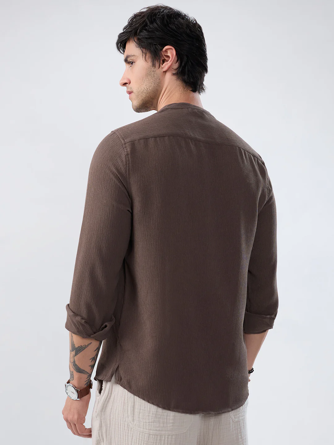 Classic Grey Crinkled Kurta - Image 7
