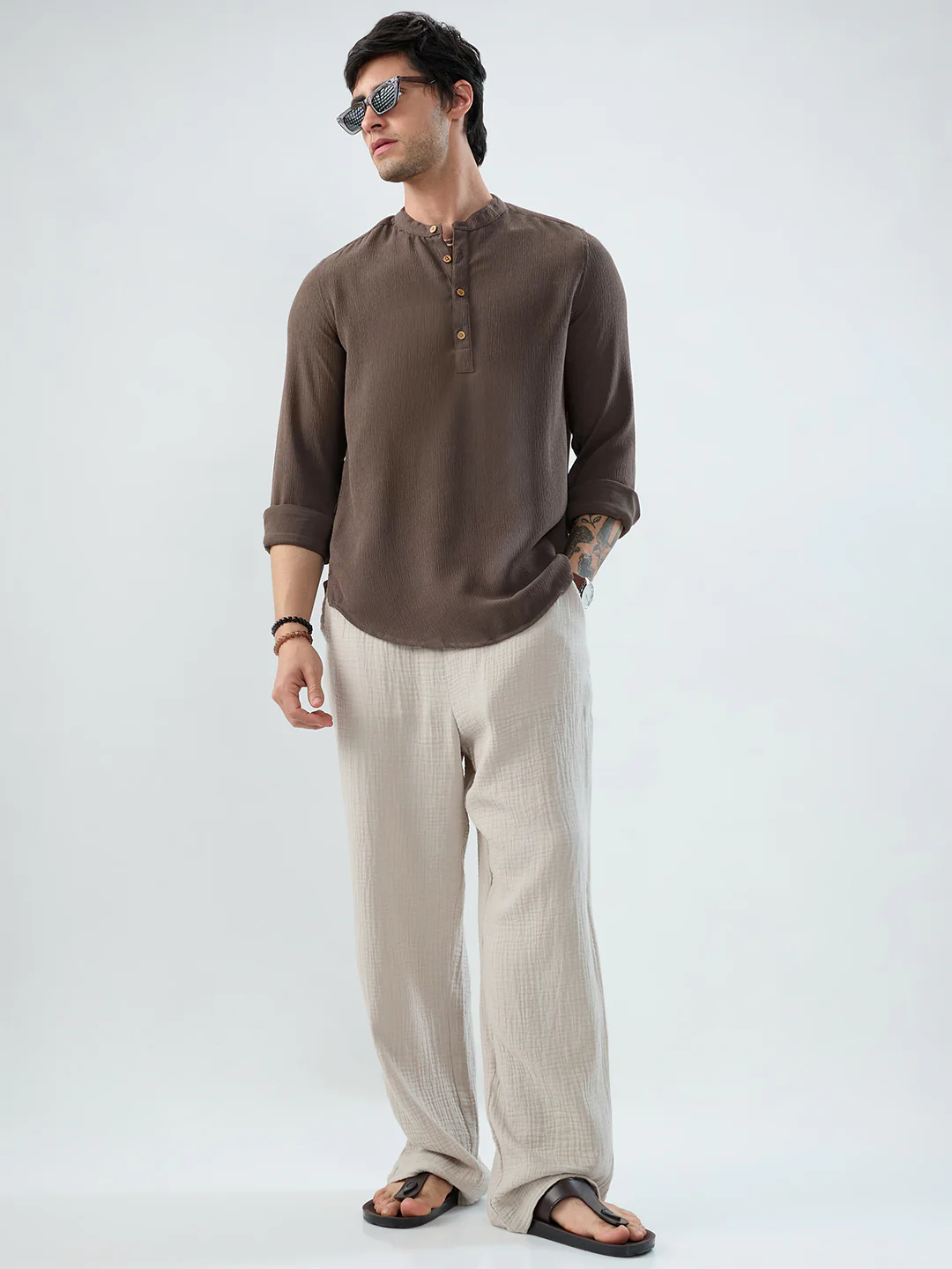 Classic Grey Crinkled Kurta - Image 8