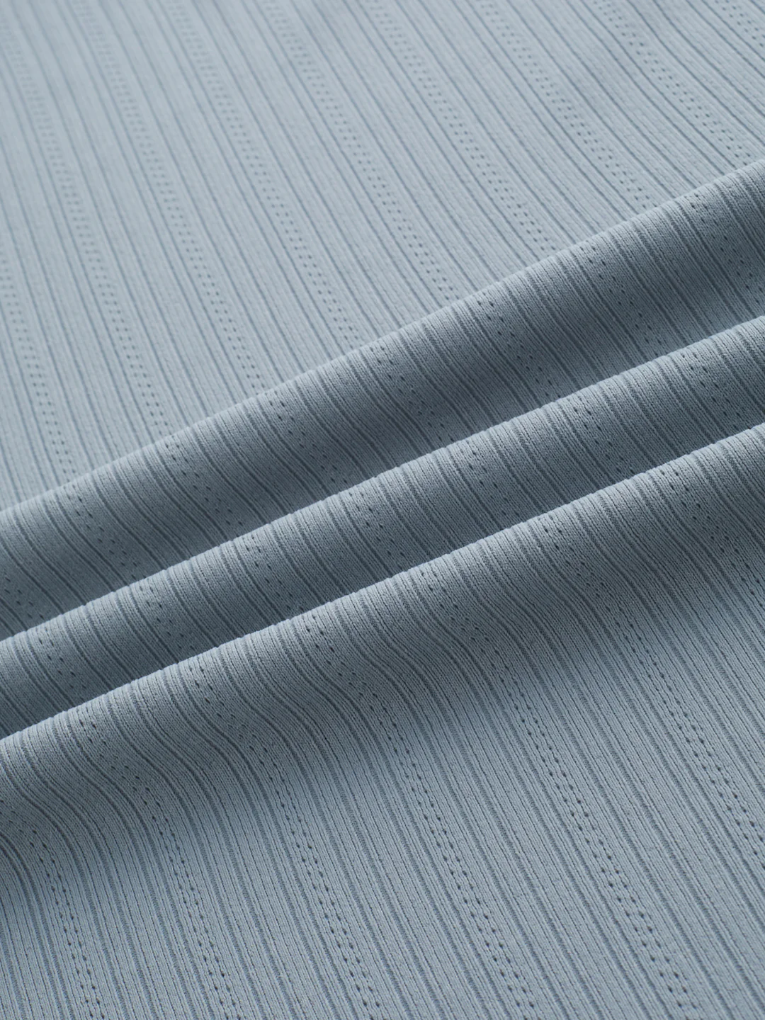 Classic Grey Fine Vertical Ribbed Knitted Shirt - Image 3