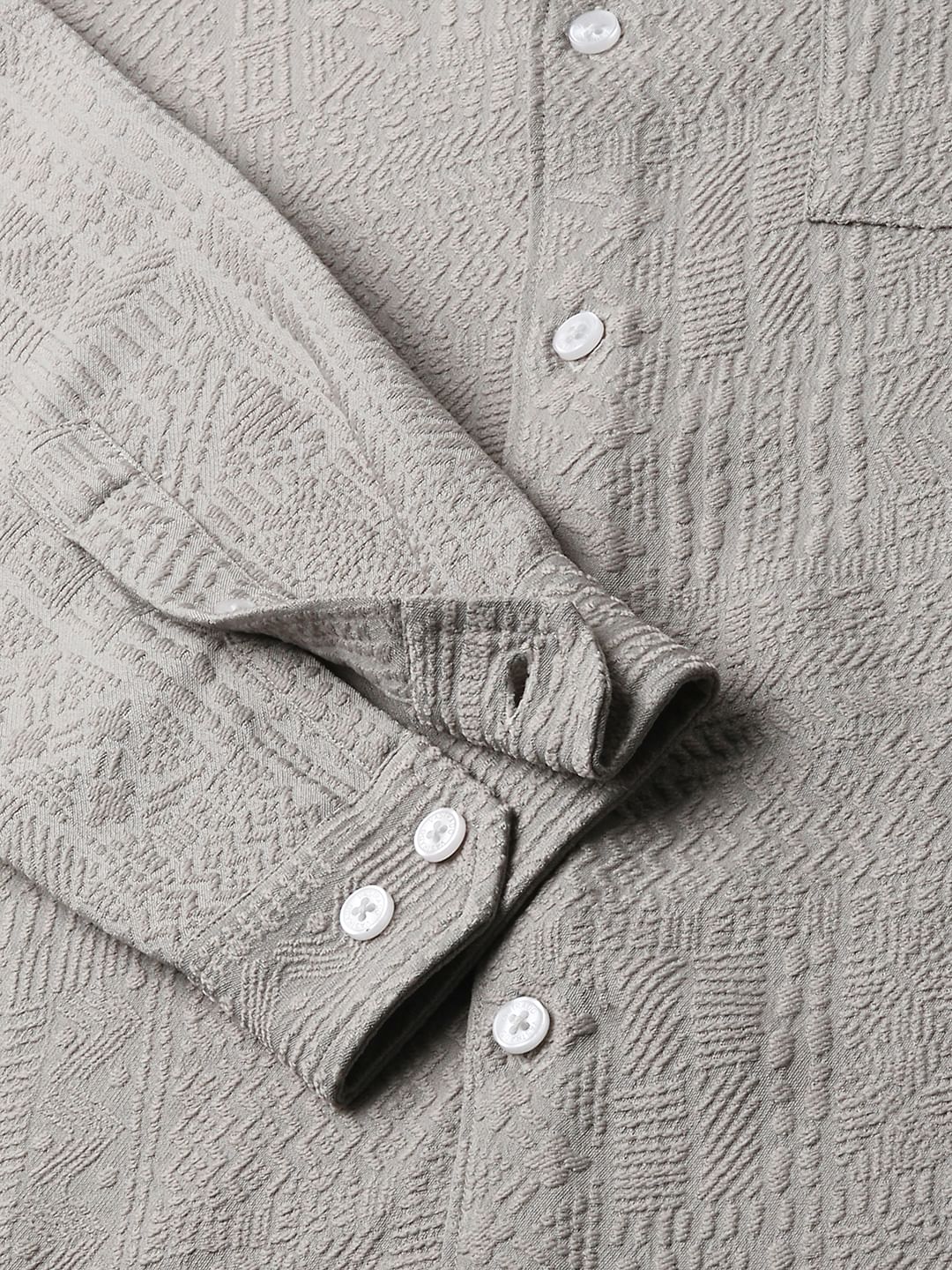 Classic Grey Jacquard Shirt - Image 8