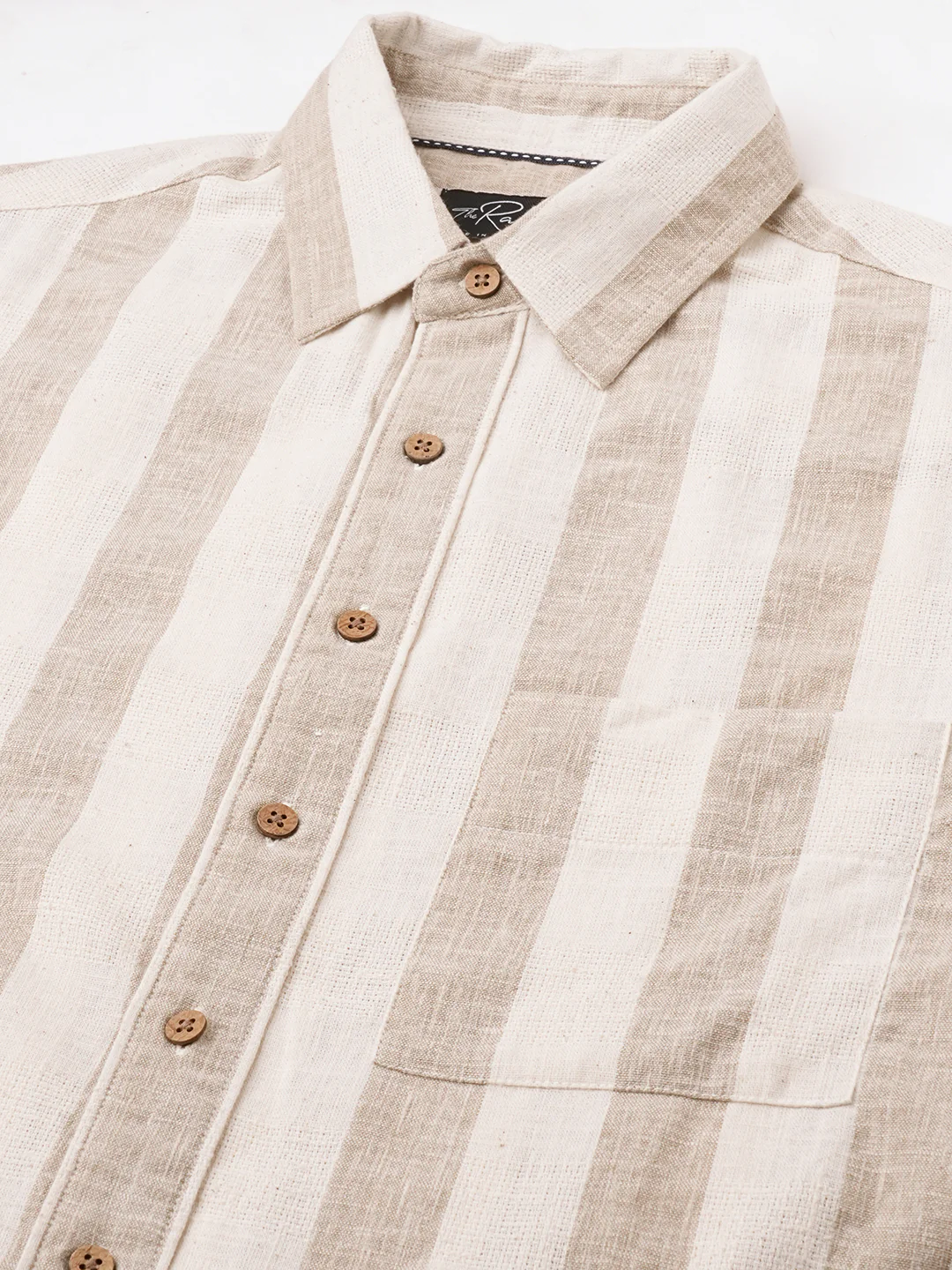 Classic Khadi Vibe Driftwood Stripe Boxy Fit Cropped Shirt - Image 4
