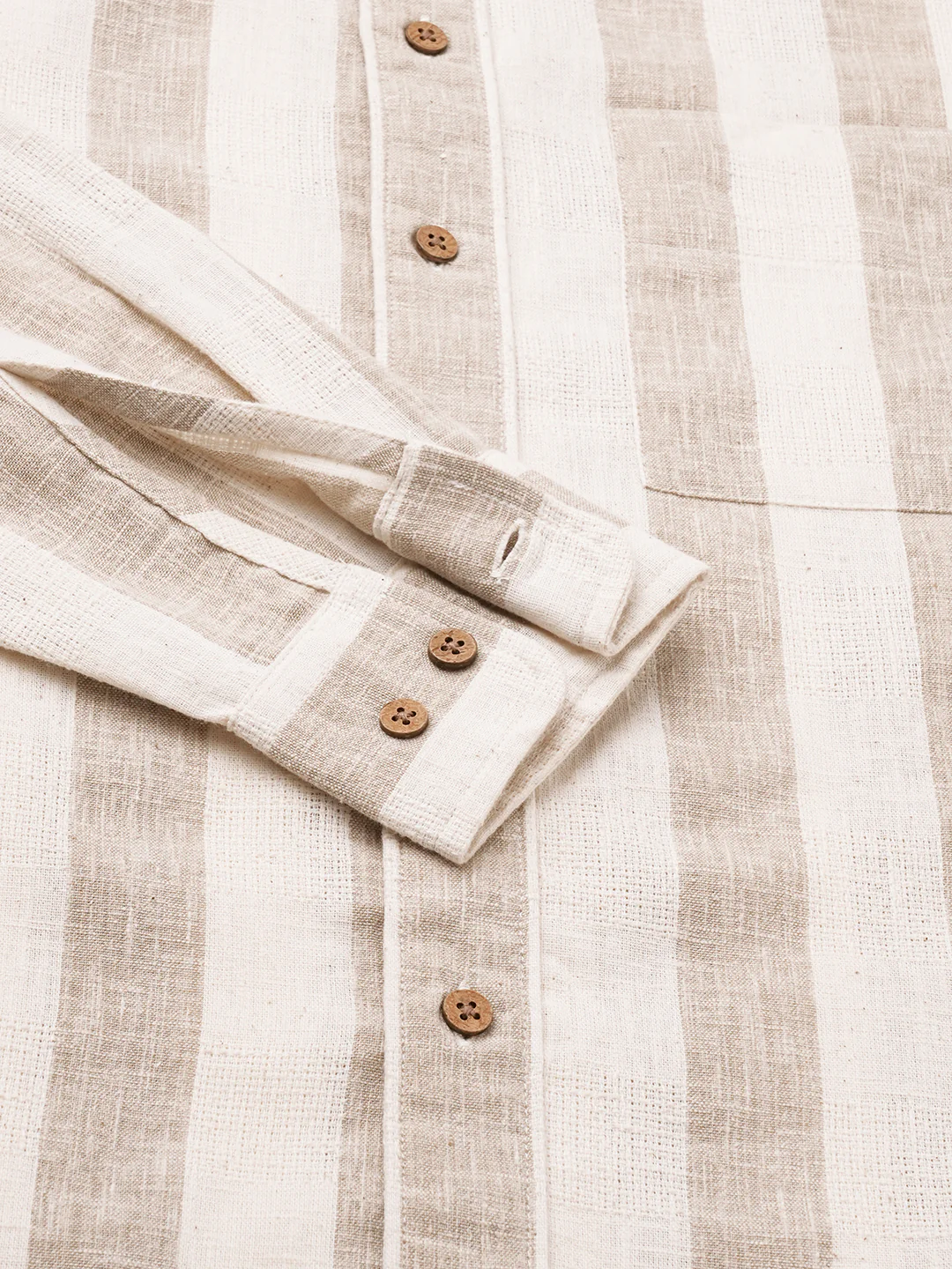 Classic Khadi Vibe Driftwood Stripe Boxy Fit Cropped Shirt - Image 9