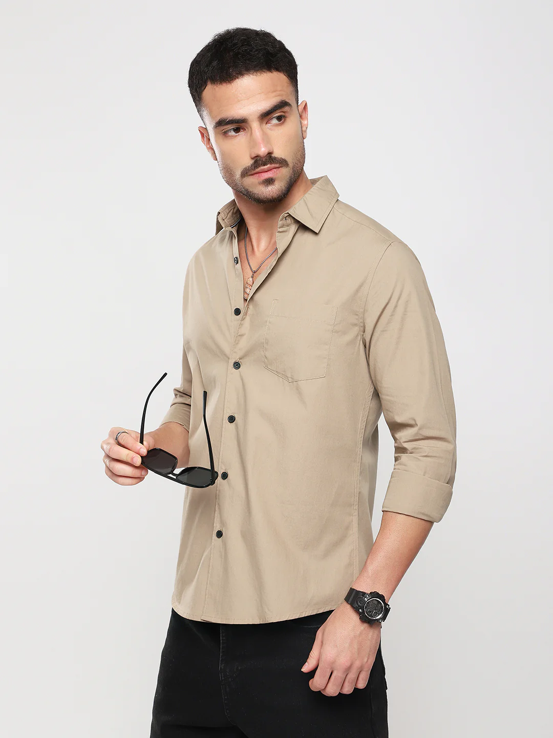 Classic Khaki Poplin Shirt - Image 2